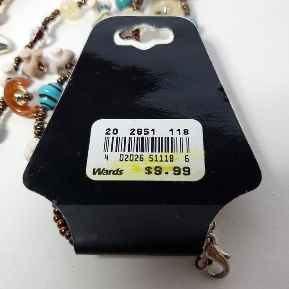 Vintage Collections Ward Beaded Necklace Brown Beige Blue Shell Look - Picture 8 of 10